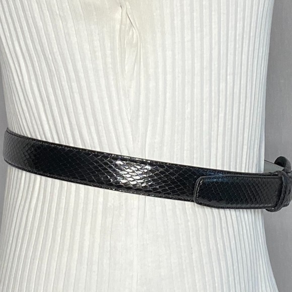 Liz Claiborne Womens Belt Size Medium Black Genuine Snake Skin - Picture 4 of 15